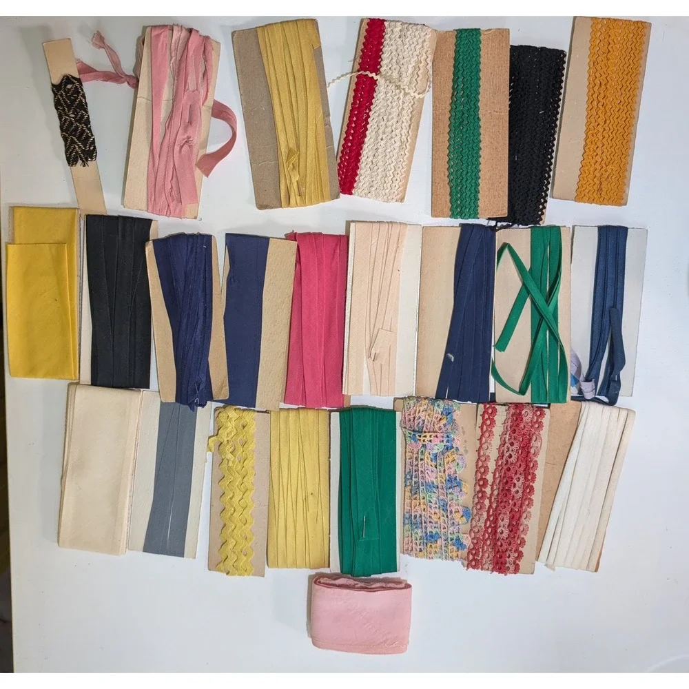 Vintage Bias Tape Rick Rack Lace Trim Lot Multi Color Sewing Notions Crafting